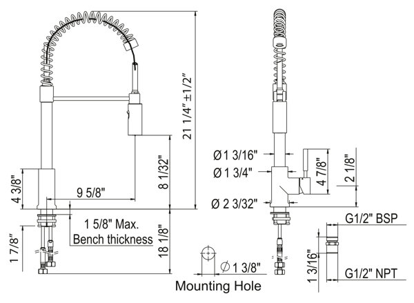 Rohl Lux Pull-Down Single Handle Kitchen Faucet with Accessories 